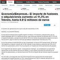 El importe de fusiones y adquisiciones aumenta un 11,3% en febrero, hasta 8.512 millones de euros